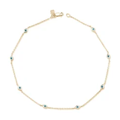 Gold Multi Mini Enamel Eye Anklet