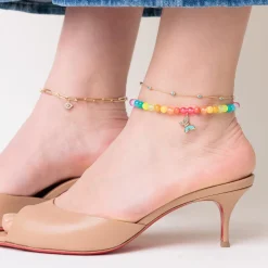 Gold Multi Mini Enamel Eye Anklet