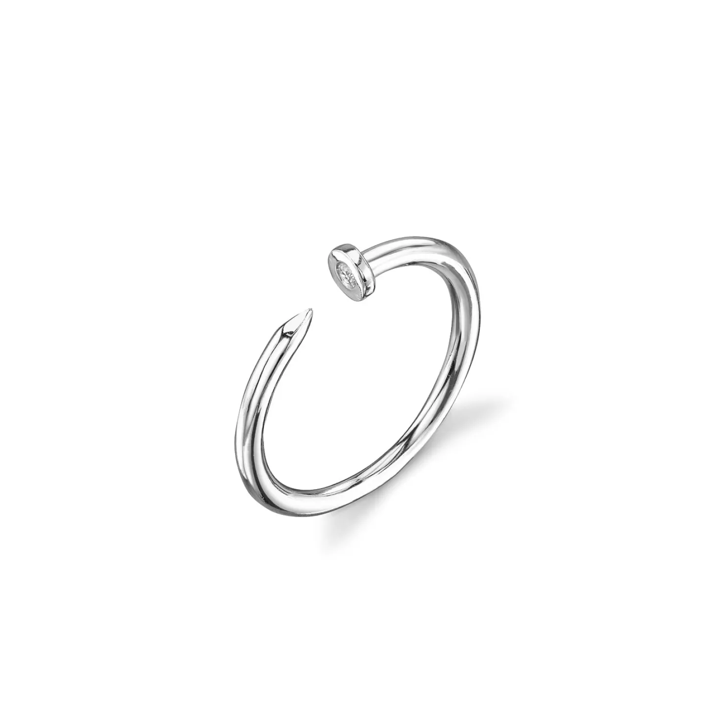 Gold Nail Ring with Bezel-Set Diamond