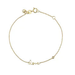Gold Plated Sterling Silver Love Bracelet with Bezel Set Diamond