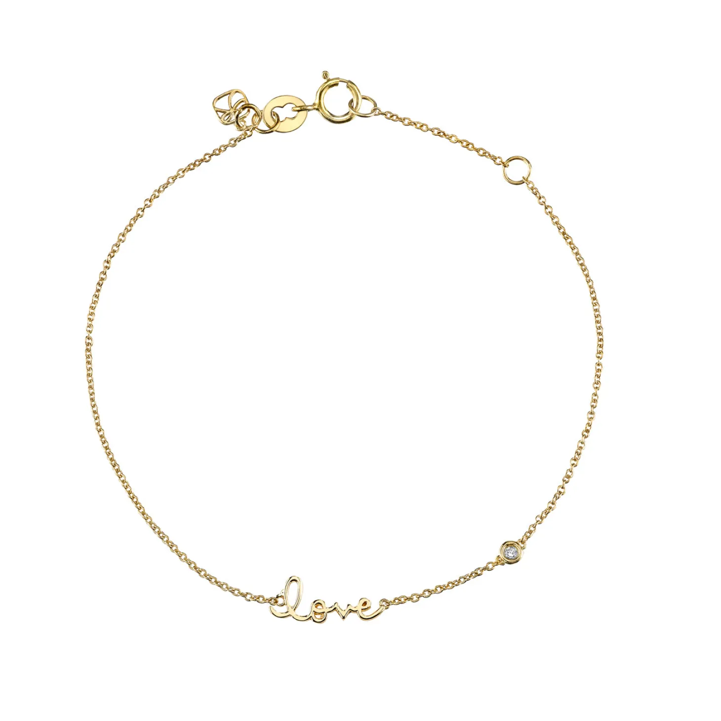 Gold Plated Sterling Silver Love Bracelet with Bezel Set Diamond