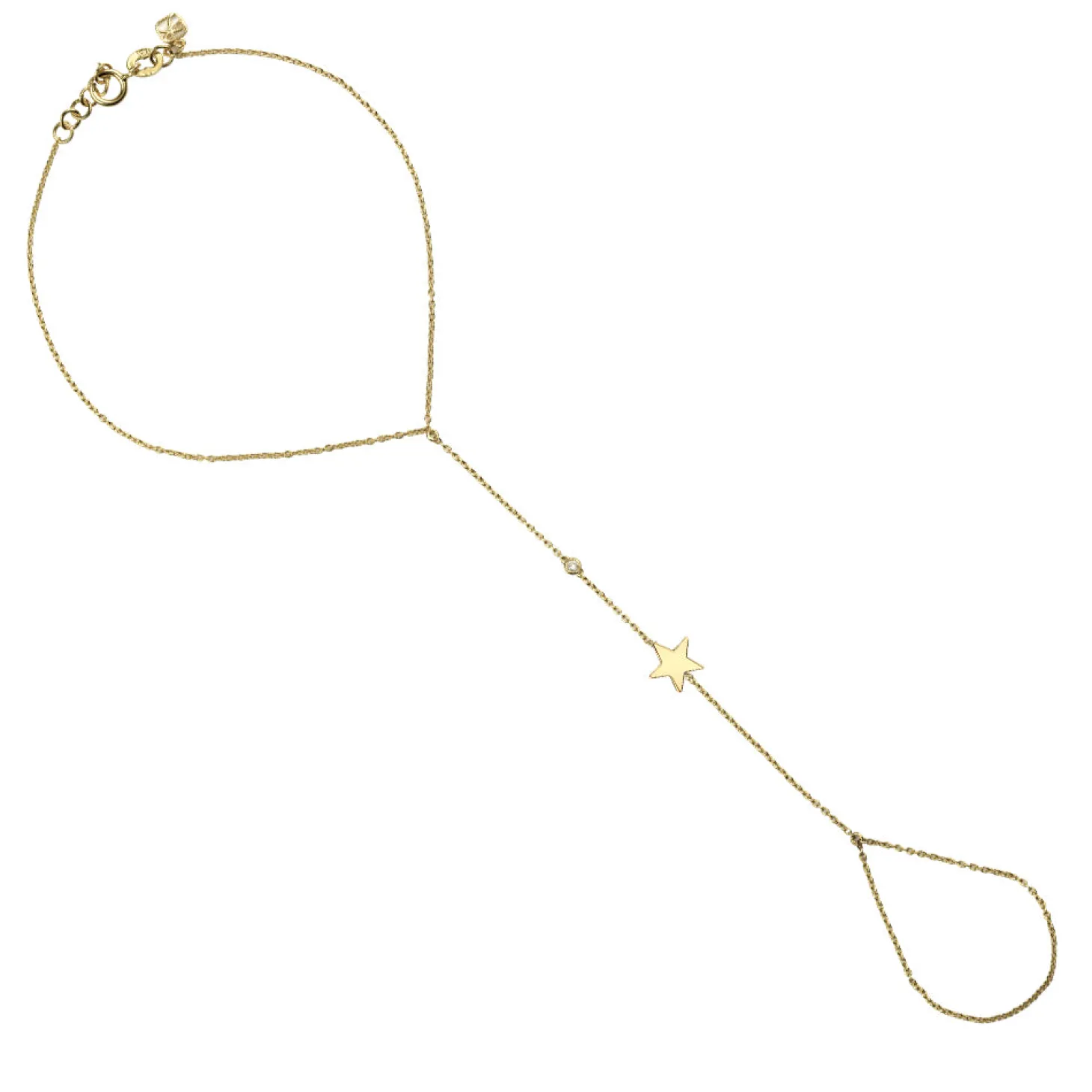 Gold Plated Sterling Silver Star Princess Bracelet with Bezel Set Diamond
