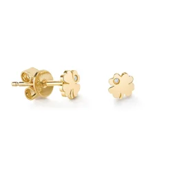 Gold Plated Sterling Silver Clover Stud Earrings