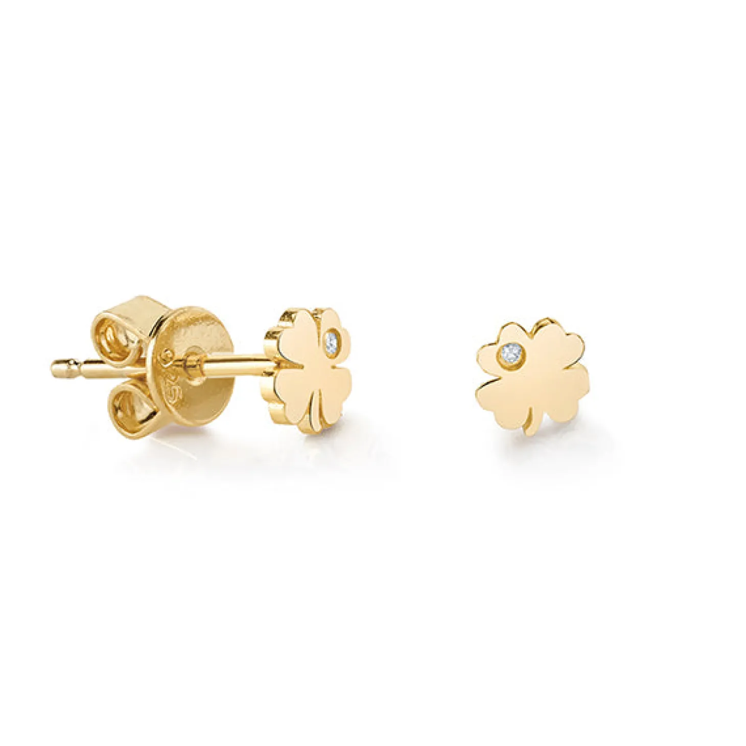 Gold Plated Sterling Silver Clover Stud Earrings