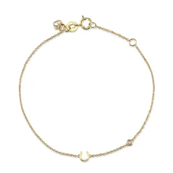 Gold Plated Sterling Silver Horseshoe Bracelet with Bezel Set Diamond