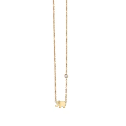 Gold Plated Sterling Silver Elephant Necklace with Bezel Set Diamond