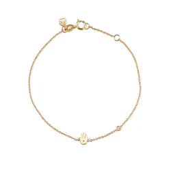 Gold Plated Sterling Silver Hamsa Bracelet with Bezel Set Diamond
