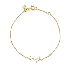 Gold Plated Sterling Silver Laugh Bracelet with Bezel-Set Diamond
