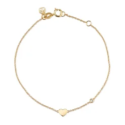 Gold Plated Sterling Silver Heart Bracelet with Bezel Set Diamond