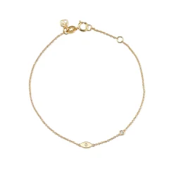 Gold Plated Sterling Silver Eye Bracelet with Bezel Set Diamond
