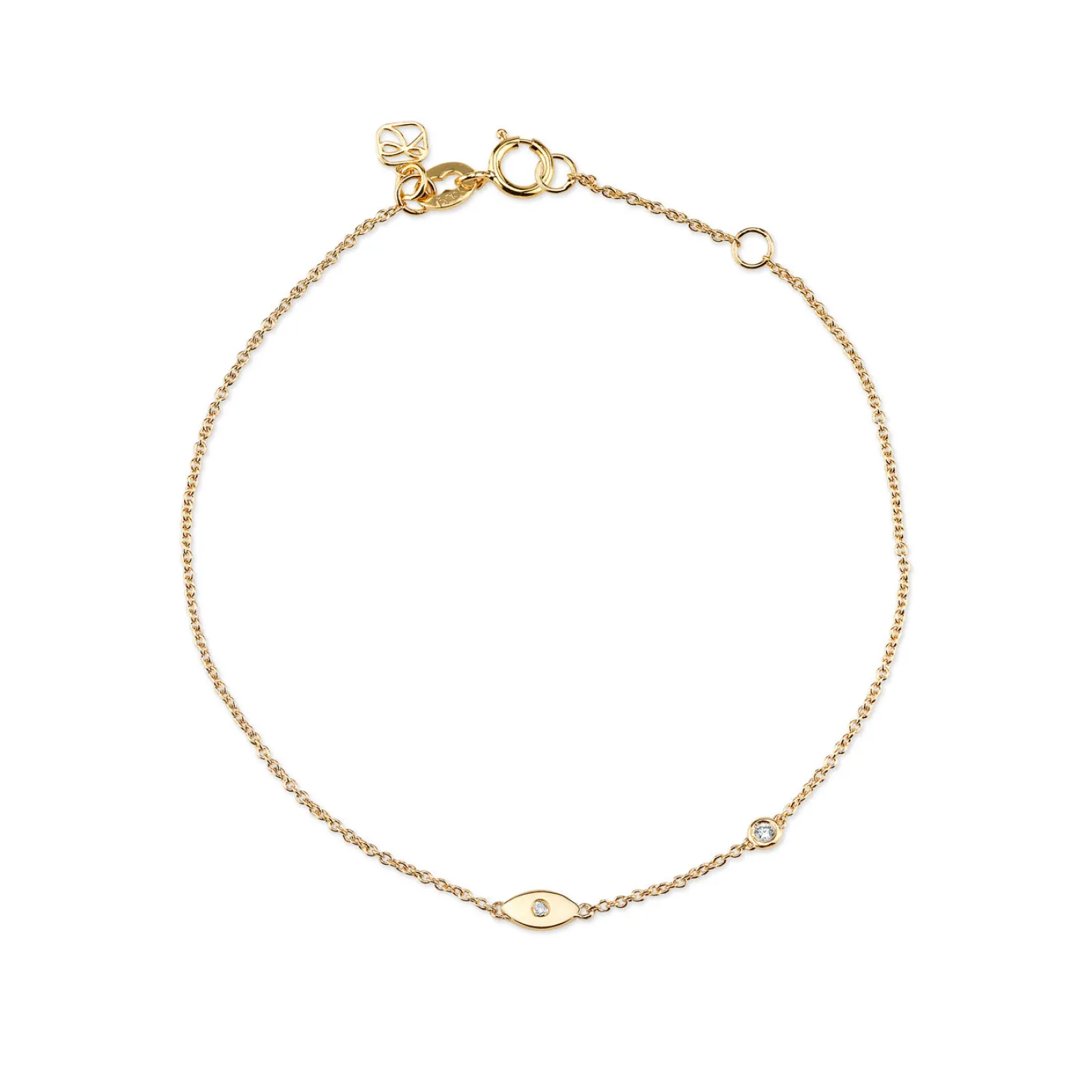 Gold Plated Sterling Silver Eye Bracelet with Bezel Set Diamond