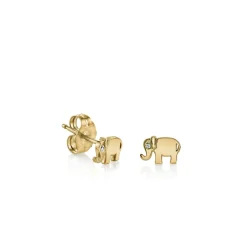 Gold Plated Sterling Silver Elephant Stud Earrings