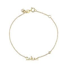 Gold Plated Sterling Silver Taken Bracelet with Bezel Set Diamond
