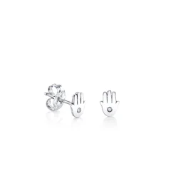 Gold Plated Sterling Silver Hamsa Stud Earrings