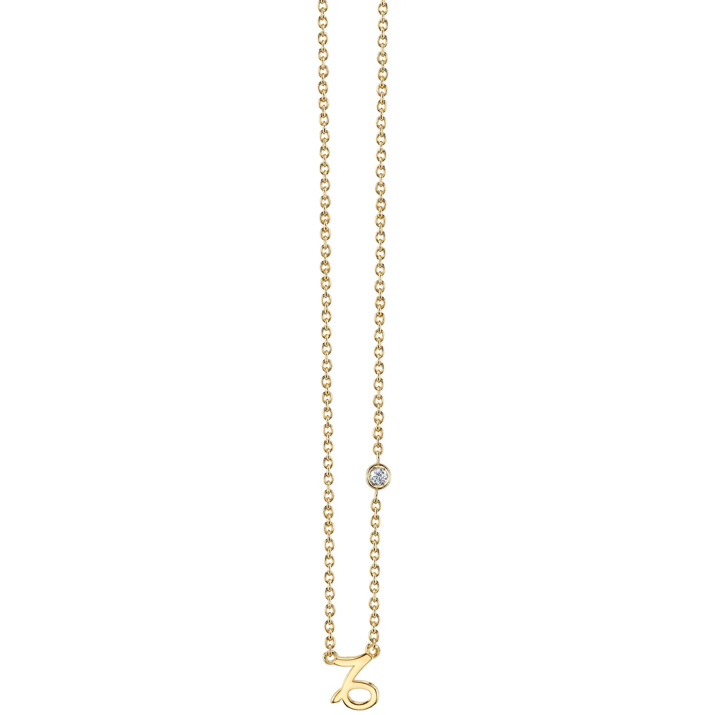 Gold Plated Sterling Silver Zodiac Necklace with Bezel Set Diamond