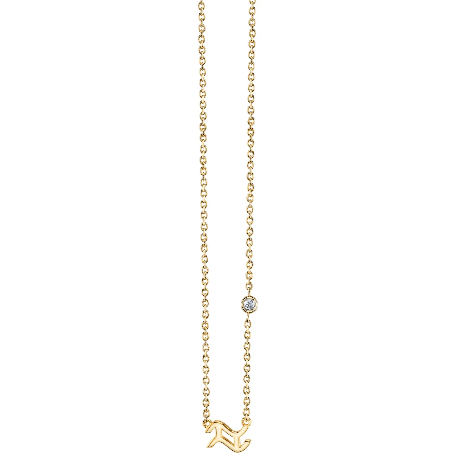 Gold Plated Sterling Silver Zodiac Necklace with Bezel Set Diamond