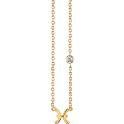 Gold Plated Sterling Silver Zodiac Necklace with Bezel Set Diamond