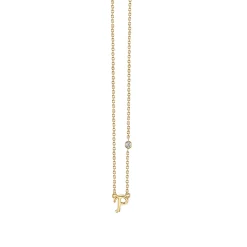 Gold Plated Sterling Silver Initial Necklace with Bezel Set Diamond