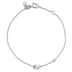 Gold Plated Sterling Silver Elephant Bracelet with Bezel Set Diamond