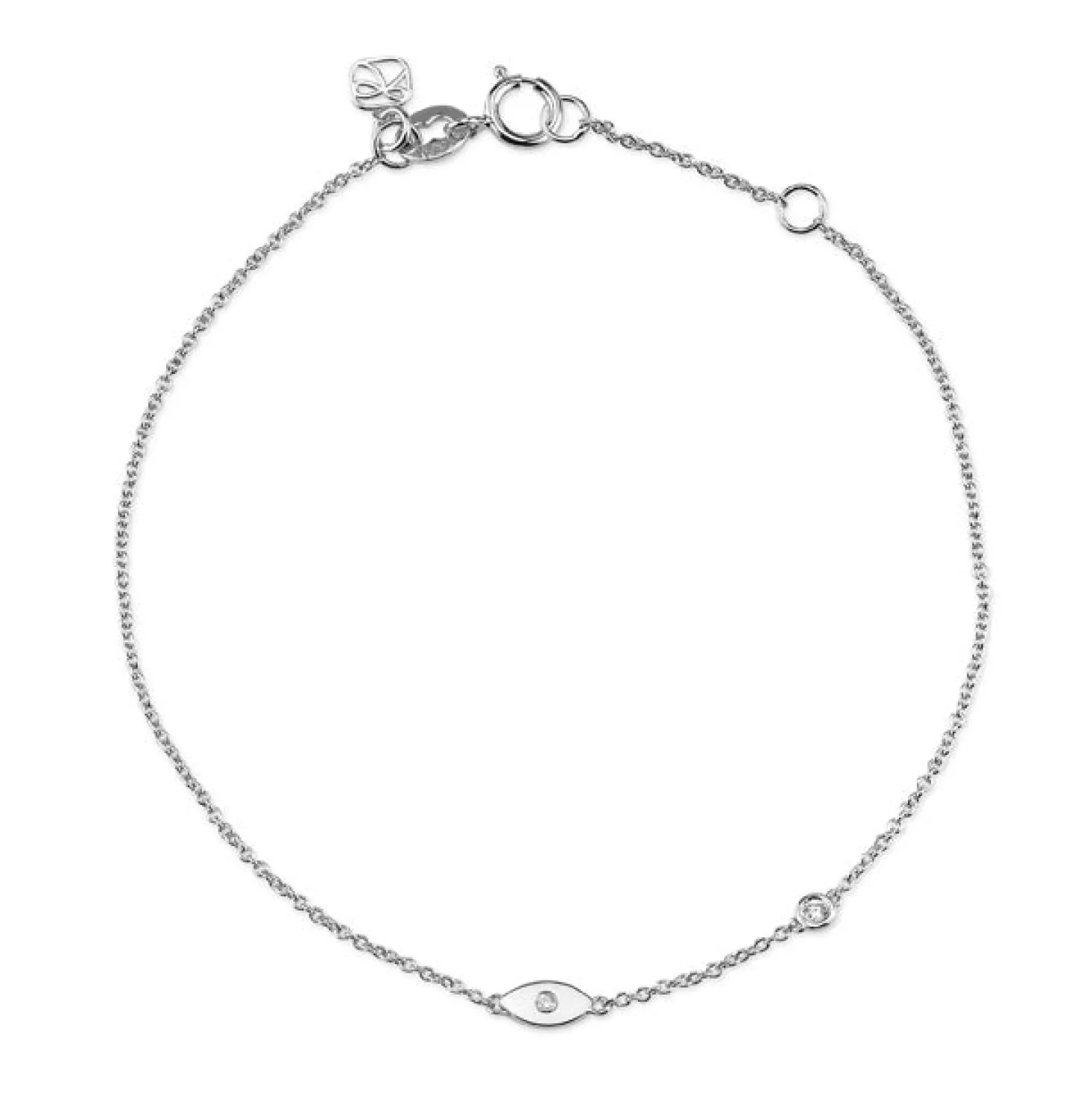 Gold Plated Sterling Silver Eye Bracelet with Bezel Set Diamond