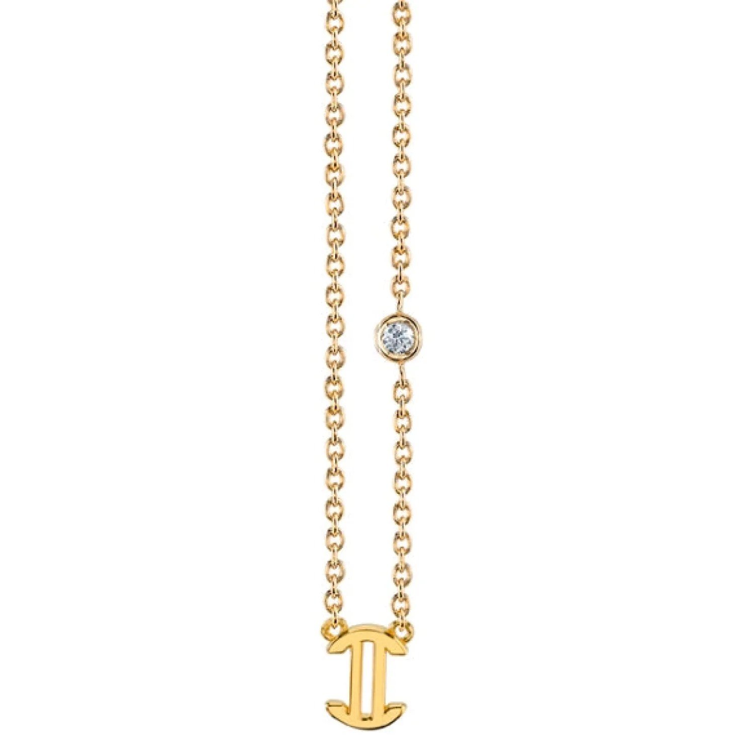 Gold Plated Sterling Silver Zodiac Necklace with Bezel Set Diamond