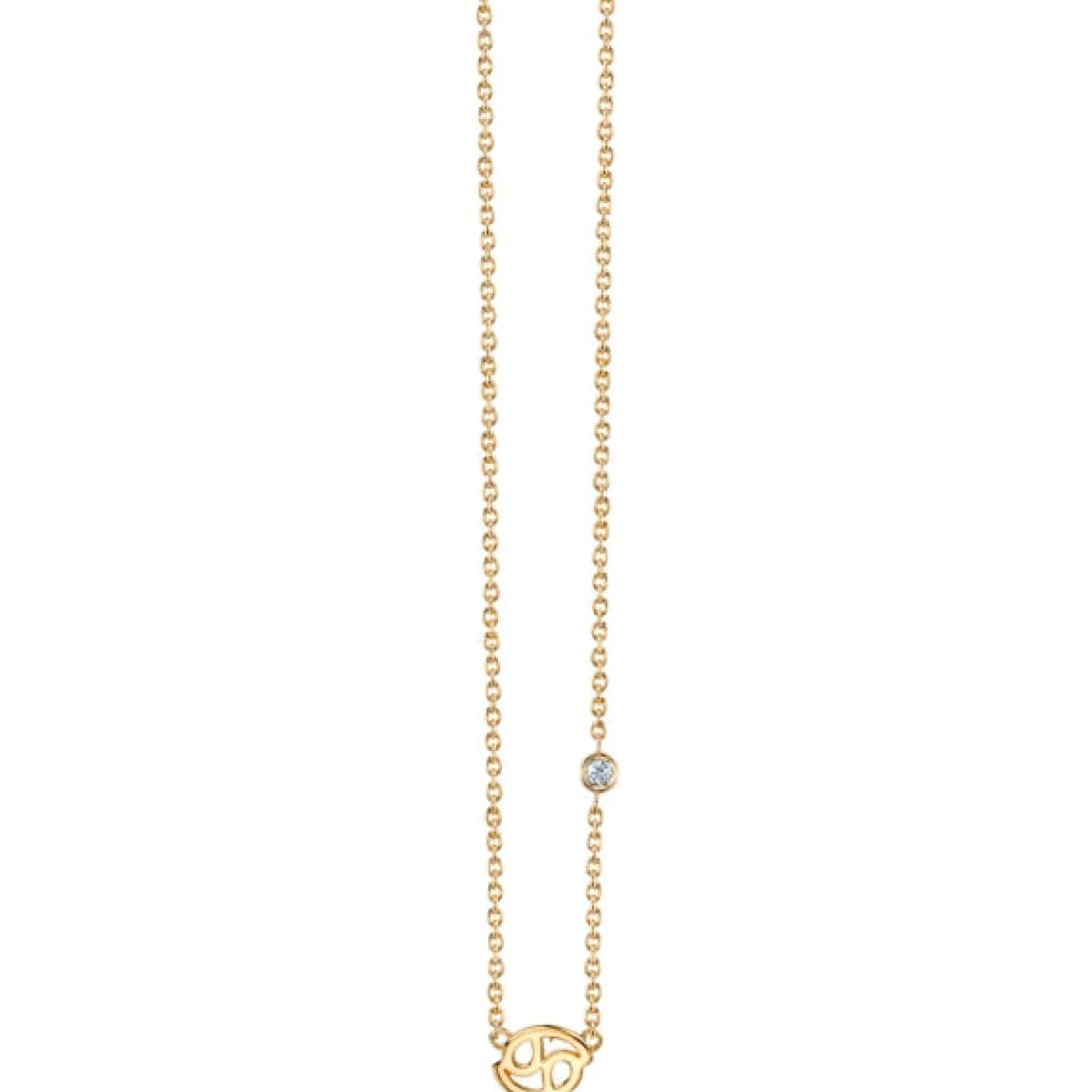 Gold Plated Sterling Silver Zodiac Necklace with Bezel Set Diamond