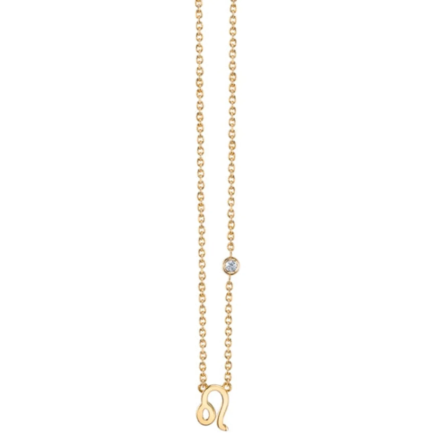 Gold Plated Sterling Silver Zodiac Necklace with Bezel Set Diamond