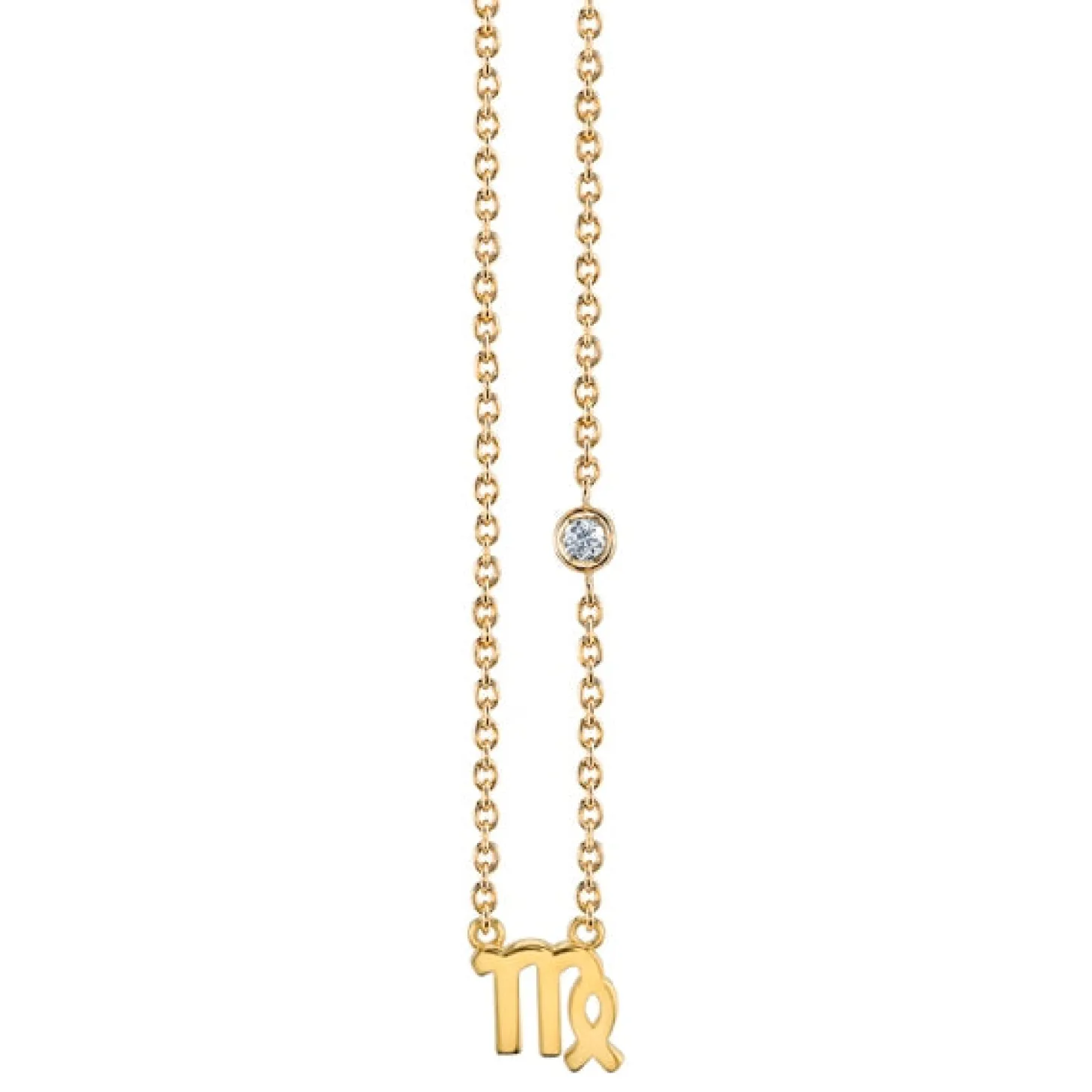 Gold Plated Sterling Silver Zodiac Necklace with Bezel Set Diamond