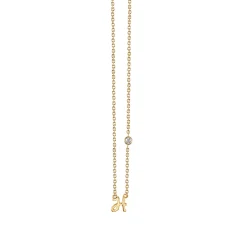 Gold Plated Sterling Silver Initial Necklace with Bezel Set Diamond