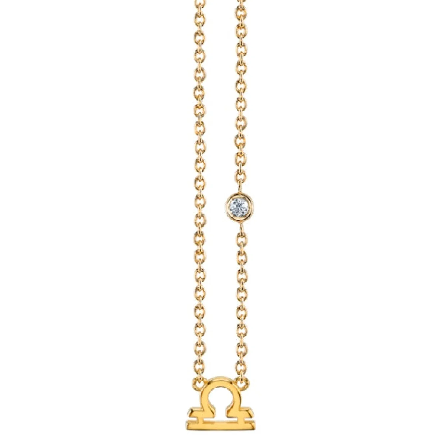 Gold Plated Sterling Silver Zodiac Necklace with Bezel Set Diamond