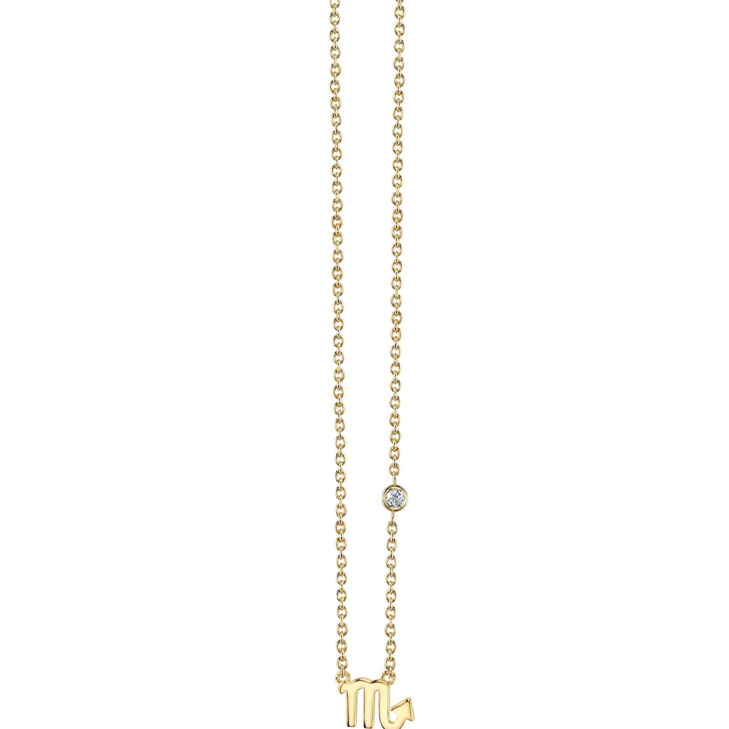 Gold Plated Sterling Silver Zodiac Necklace with Bezel Set Diamond