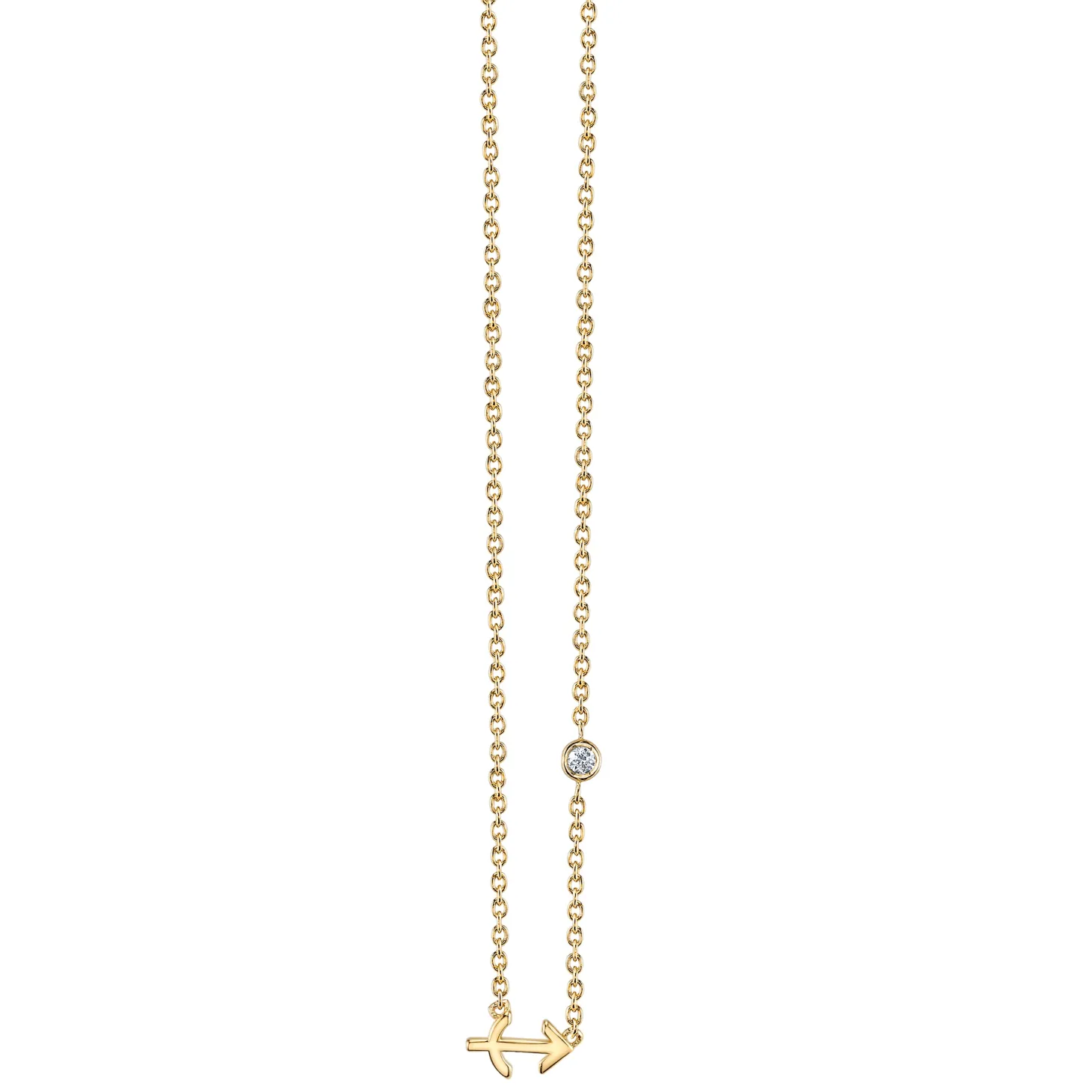 Gold Plated Sterling Silver Zodiac Necklace with Bezel Set Diamond