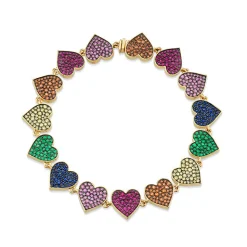 Gold Rainbow Heart Eternity Bracelet