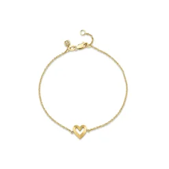 Gold Small Fluted Heart Bracelet