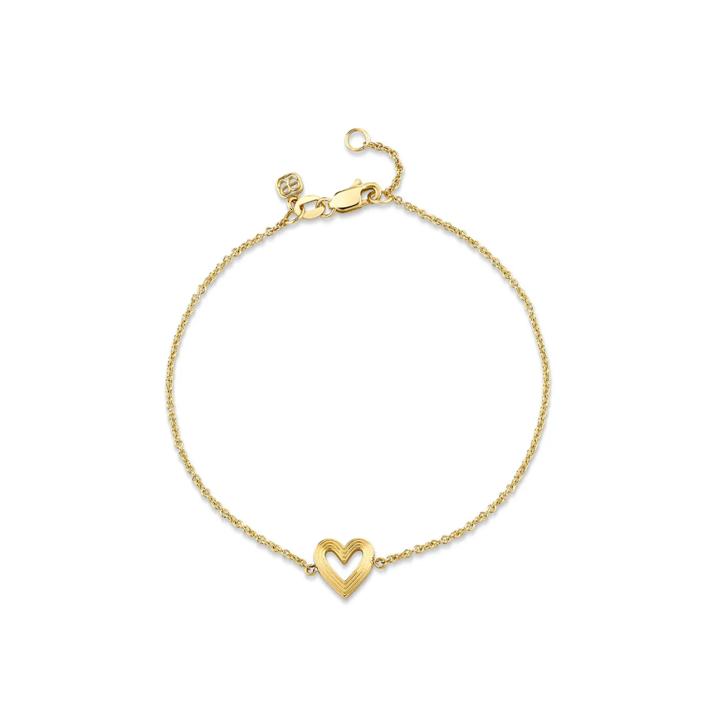 Gold Small Fluted Heart Bracelet