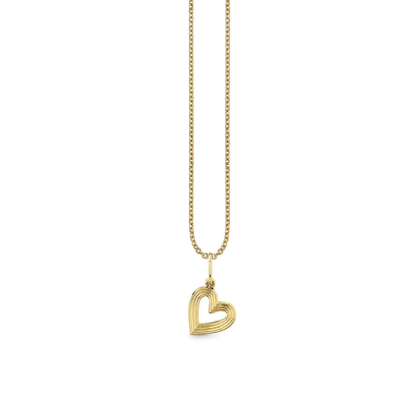 Gold Small Fluted Heart Charm