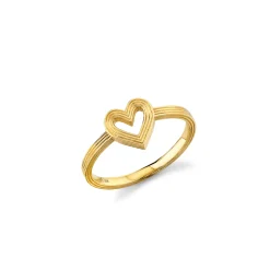 Gold Small Fluted Heart Ring