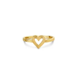 Gold Small Fluted Heart Ring