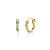 Gold Turquoise & Diamond Bezel Huggie Hoops