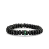 Gold, Turquoise & Emerald Rondelle on Black Spinel