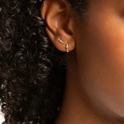 Gold Turquoise Diamond Bezel Stud