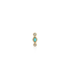 Gold Turquoise Diamond Bezel Stud