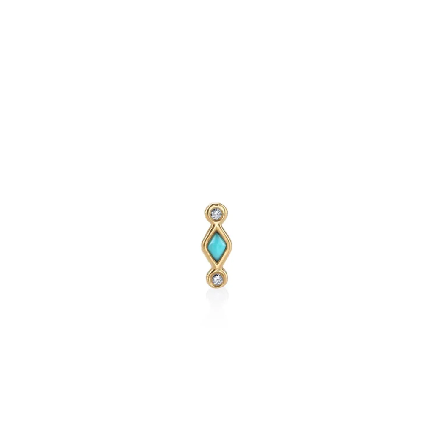 Gold Turquoise Diamond Bezel Stud