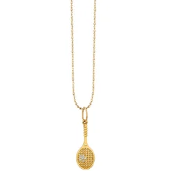 Kids Collection Gold & Diamond Tennis Racquet Necklace
