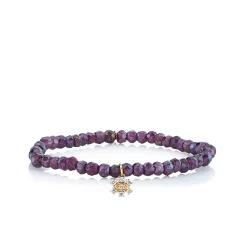 Kids Collection Gold & Diamond Flower on Rhodolite Garnet