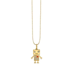 Kids Collection Gold & Diamond Robot Necklace
