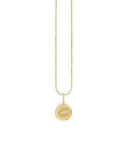Kids Collection Gold & Diamond Small Marquise Eye Coin Necklace