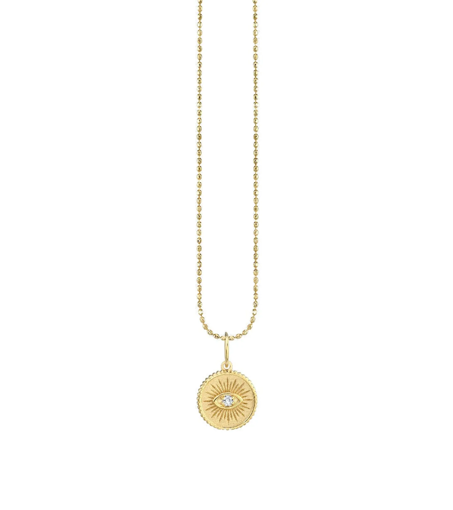 Kids Collection Gold & Diamond Small Marquise Eye Coin Necklace