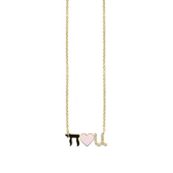 Kids Collection Gold & Diamond Mini Enamel "Chai Love You" Necklace