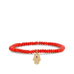 Kids Collection Gold & Diamond Hamsa on Red Sea Bamboo